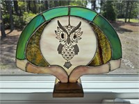 stained glass owl theme with stand
