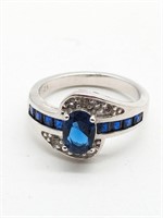Sterling Silver Multi Blue Stone Ring size 5.5