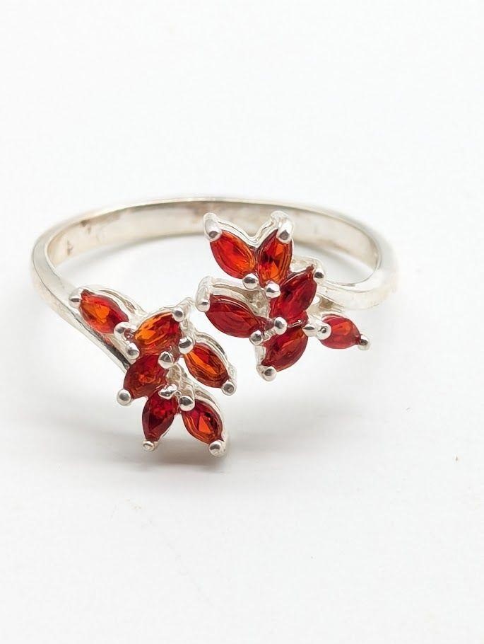 Sterling Silver Red Leaf Ring  size 10
