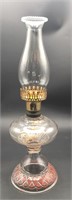 Antique Pattern Glass Oil Lamp Change to Electric