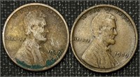 (2) 1909 VDB Wheat Cents