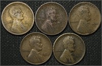 1910, 1911, 1913-D, 1914, 1916-S Wheat Cents