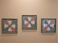 (3) framed quilt art 16.75"