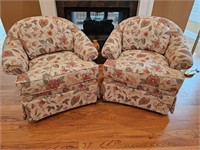 pair of fairfeld plush swivel chairs