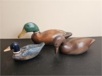 3 wood carved ducks