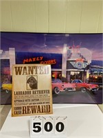 Framed poster metal wanted sign