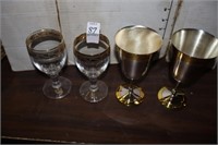 MARY KAY GOBLETS AND GOLD RIMMED GLASSES