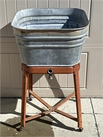 Antique wash tub w/ stand 21x21x33