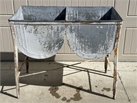 Antique galvanized double wash tub 38x31x21