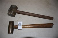 TWO  BRASS HAMMERS