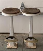 2 matching cast iron soda fountain stools