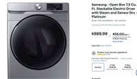 Samsung - Open Box 7.5 CuStackable Electric Dryer