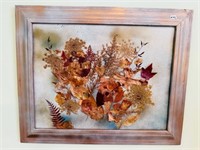 Unique wood framed dried flower arrangement