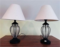 Pair of Metal/Crackle Glass Accent Lamps