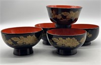 (5) Vintage Japanese Lacquer Ware Bowls