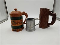 German Wood Beer Stein & other mugs