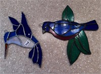 2 Stained Glass Birds Approx. 8" x 8"