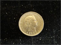 1968 Confederato Helvetiva 20 Coin