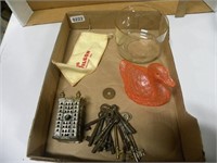 Skeleton Keys, Cast Iron Bank, Lantern Globe etcc