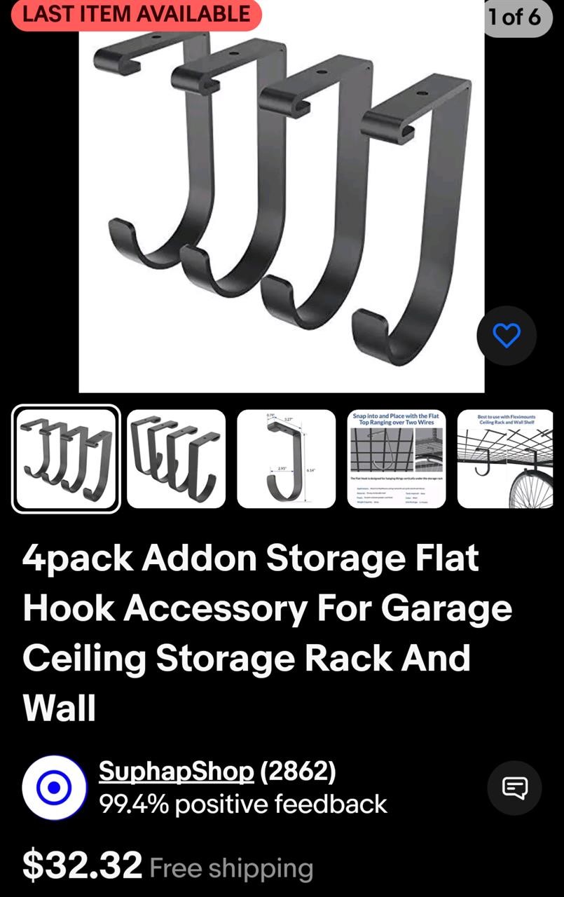 4pack Addon Storage Flat Hook