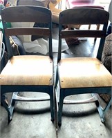 2 early school desk chairs