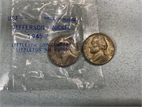 Two wartime silver nickels