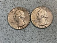 1964, 1964D silver Washington quarters