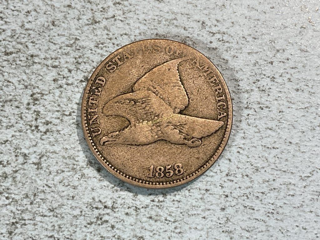1858 Flying Eagle cent, large letters