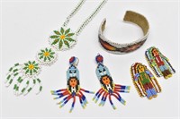 Native American Beadwork - Earrings, Bracelet +