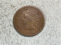 1886 Indian head cent, variety one feather