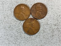 1940, 1940D, 1940S Lincoln wheat cents