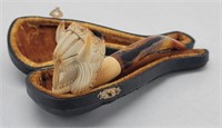 Meerschaum Horned Open Mouth  Pipe  w/ Case