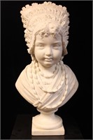 White Carrara Marble Sculpture of a Young Girl,Sig