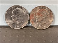 Two 1972 Ike dollars