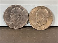 Two 1977 Ike dollars
