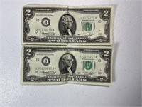 Two 1976 $2 Federal Reserve notes