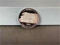 1993 Demco Troy ounce silver round, .999 purity