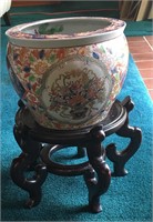 Vintage Chinese Royal Court Tall Koi Fish Bowl