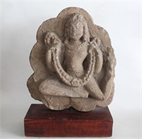 12th.C Indian Stone Sculpture of Dancing Woman w S