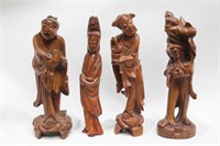 Four Vintage Chinese Huangyan wood Carved Figurine