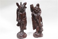 Two Chinese Wood Carved Old mans
