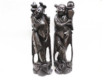 Two Chinese Wood Carved Figural