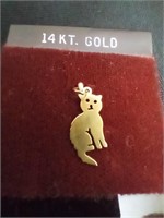 14k gold cat charm