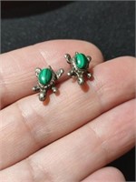 Sterling turtle pierced earrings. Malicite