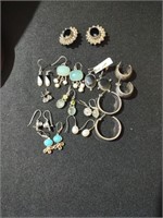 Group of sterling earrings. 1 pr of clip, 11 pr