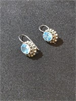 Sterling blue topaz pierced earrings