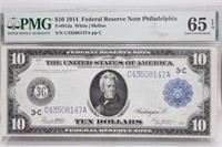 1914 $10 FRN Philadelphia White-Mellon PMG