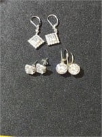 Sterling silver JCM pierced earrings, 3 pairs