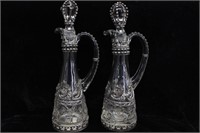 Pair of Crystal Bottle w Silver Mounted