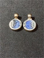 Sterling sun and moon earrings with lapis detail